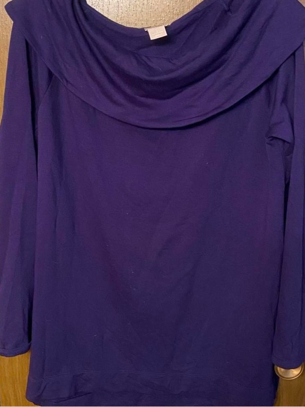 Chico's Deep Purple Long-Sleeve Cowl Neck Top